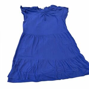 Old Navy Tiered Swing Dress Womens Large Blue Flowy Rayon Casual EUC